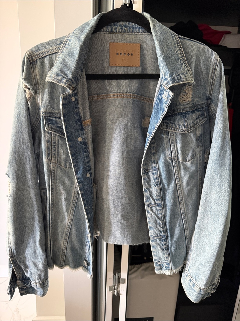 Blank NYC Light Blue Distressed Denim Jacket